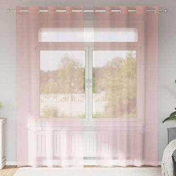 Perdele Voile cu Oelii 2 buc Roz 140x245 cm - Img 1