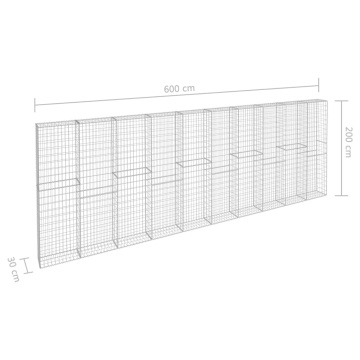 Perete gabion cu capace, 600 x 30 x 200 cm, oțel galvanizat - Img 5