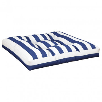 Pernă de paleți, albastru/alb, 70x70x12 cm, textil, dungi - Img 4