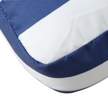 Pernă de paleți, albastru/alb, 80x80x12 cm, textil, dungi - Img 6