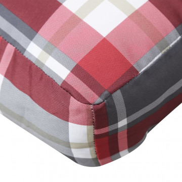 Pernă de paleți, roșu carouri, 60x60x12 cm, material textil - Img 6