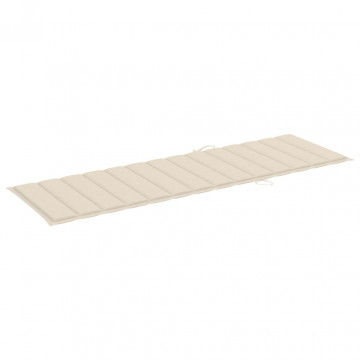 Pernă de șezlong, crem, 200x70x3 cm, material textil - Img 1