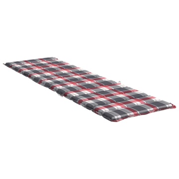Pernă de șezlong, roșu carouri, 200x70x3 cm, textil oxford - Img 4