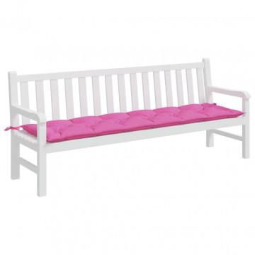Pernă pentru bancă de grădină, roz, 200x50x7 cm, textil - Img 3
