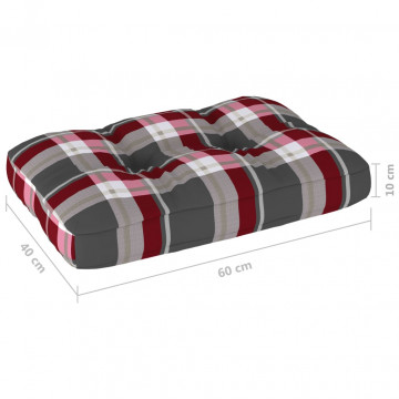 Pernă pentru canapea din paleți, roșu carouri, 60 x 40 x 10 cm - Img 4