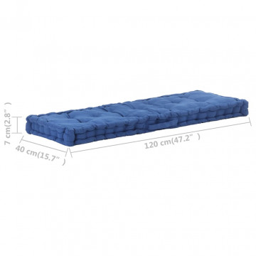 Pernă podea canapea din paleți, bleu, 120 x 40 x 7 cm, bumbac - Img 6