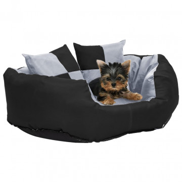 Pernă reversibilă și lavabilă câini, gri și negru, 65x50x20 cm - Img 1