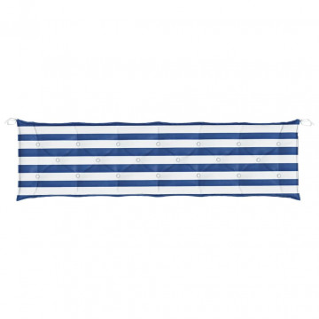 Perne bancă, 2 buc, dungi albastre și albe, 200x50x7 cm, textil - Img 8