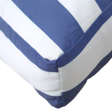 Perne canapea paleți, 2 buc, țesătură cu dungi albastre și albe - Img 5