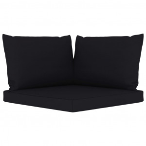 Perne de canapea din paleți, 3 buc., negru, material textil - Img 2