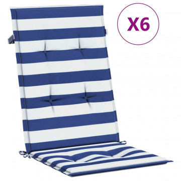 Perne de scaun spătar înalt, 6 buc. dungi albastre&albe, textil - Img 2