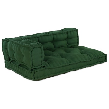 Perne pentru canapea pe palet cu suport pentru brațe și spate, material verde - Img 2
