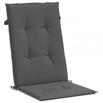 Perne scaun cu spătar înalt, 2 buc. antracit 120x50x3 cm textil - Img 4