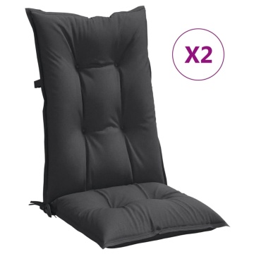 Perne scaun cu spătar înalt, 2 buc. antracit 120x50x7 cm textil - Img 2