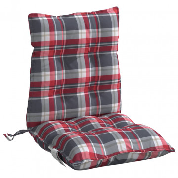 Perne scaun cu spătar mic, 4 buc., roșu carouri, textil oxford - Img 4