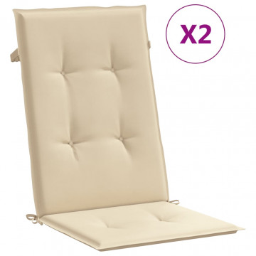 Perne scaun spătar înalt, 2 buc., bej, 120x50x3 cm, textil - Img 2