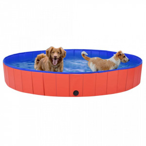 Piscină pentru câini pliabilă, roșu, 200 x 30 cm, PVC - Img 2