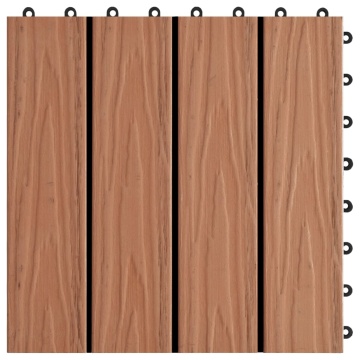 Plăci podea în relief WPC, 11 buc, 30x30 cm, 1 mp, maro deschis - Img 6