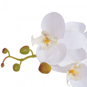Plantă artificială orhidee cu ghiveci, 75 cm, alb - Img 2