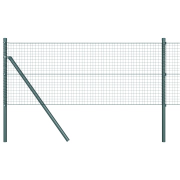 Plasă Sudată pentru Împrejmuire cu 13 Stâlpi Verde 0.8x25 m Oțel - Img 2