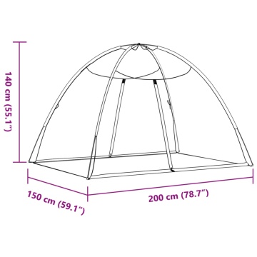 Plasa țânțari Mongolia cu uși, 220 ochiuri negru 200x150x140 cm - Img 7