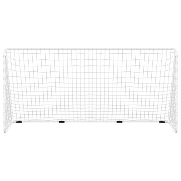 Poartă de fotbal cu plasă, alb, 366x122x182 cm, oțel - Img 3