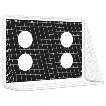 Poartă de fotbal cu plasă de antrenament, 184x61x122 cm, oțel - Img 6