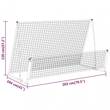 Poartă de fotbal de ricoșeu 2-în-1, 202x104x120 cm, oțel - Img 4