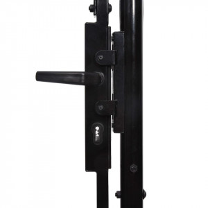 Poartă de gard cu o ușă, vârf arcuit, negru, 1 x 1 m, oțel - Img 4