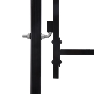 Poartă de gard cu o ușă, vârf ascuțit, negru, 1 x 1,5 m, oțel - Img 3