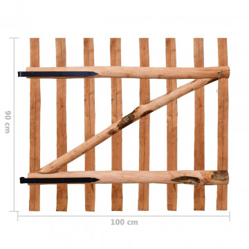 Poartă de gard simplă, din lemn de alun, 100x90 cm - Img 5