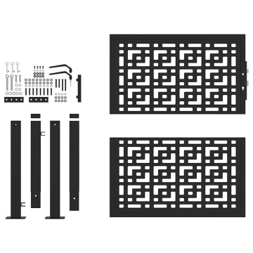 Poartă de grădină neagră 105x105 cm Design în cruce de oțel - Img 4