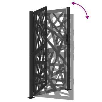 Poarta de gradina neagra 105x180 cm Design cu lumina din otel - Img 6