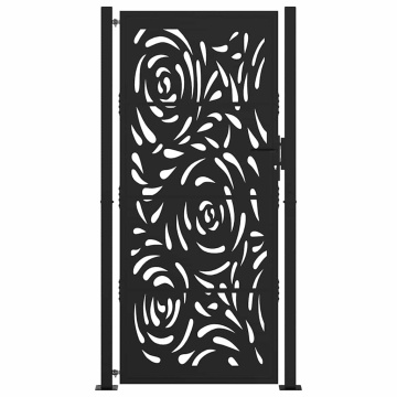 Poarta de gradina neagra 105x205 cm design flacara din otel - Img 3