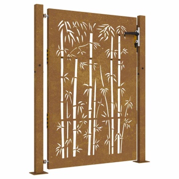 Poartă pentru grădină, 105x155 cm, oțel corten, model bambus - Img 2
