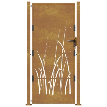 Poartă pentru grădină, 105x205 cm, oțel corten, model iarbă - Img 4