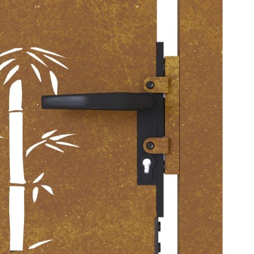 Poartă pentru grădină, 105x80 cm, oțel corten, model bambus - Img 6