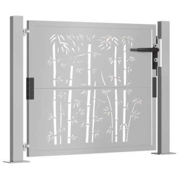 Poartă pentru grădină, 105x80 cm, oțel corten, model bambus - Img 3