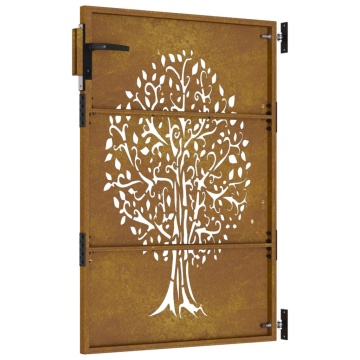 Poartă pentru grădină, 85x125 cm, oțel corten, model copac - Img 5