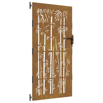 Poartă pentru grădină, 85x175 cm, oțel corten, model bambus - Img 2