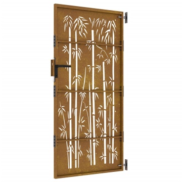 Poartă pentru grădină, 85x175 cm, oțel corten, model bambus - Img 5