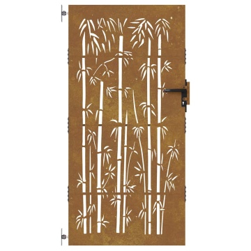 Poartă pentru grădină, 85x200 cm, oțel corten, model bambus - Img 4