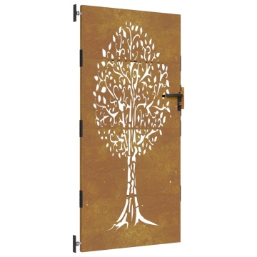 Poartă pentru grădină, 85x200 cm, oțel corten, model copac - Img 2