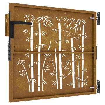Poartă pentru grădină, 85x75 cm, oțel corten, model bambus - Img 5