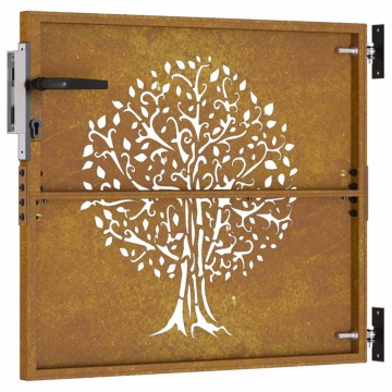Poartă pentru grădină, 85x75 cm, oțel corten, model copac - Img 5