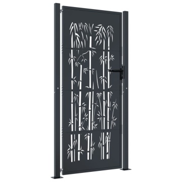 Poartă pentru grădină, antracit, 105x180 cm, oțel, model bambus - Img 2