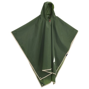 Poncho de ploaie cu glugă, design 2 în 1, verde, 223x145 cm - Img 3
