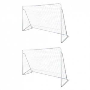 Porți de fotbal cu plasă, 2 buc, 240 x 90 x 150 cm, oțel - Img 1