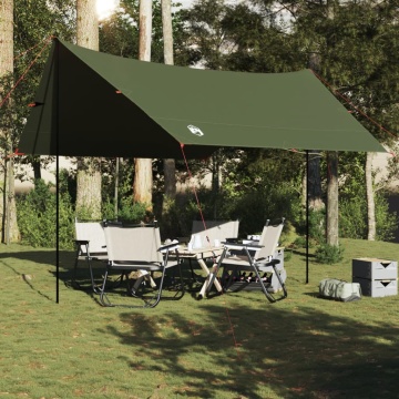 Prelată de camping verde măsliniu, 462x306x211 cm, impermeabilă - Img 3