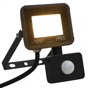 Proiector LED cu senzor, 10 W, alb cald - Img 1
